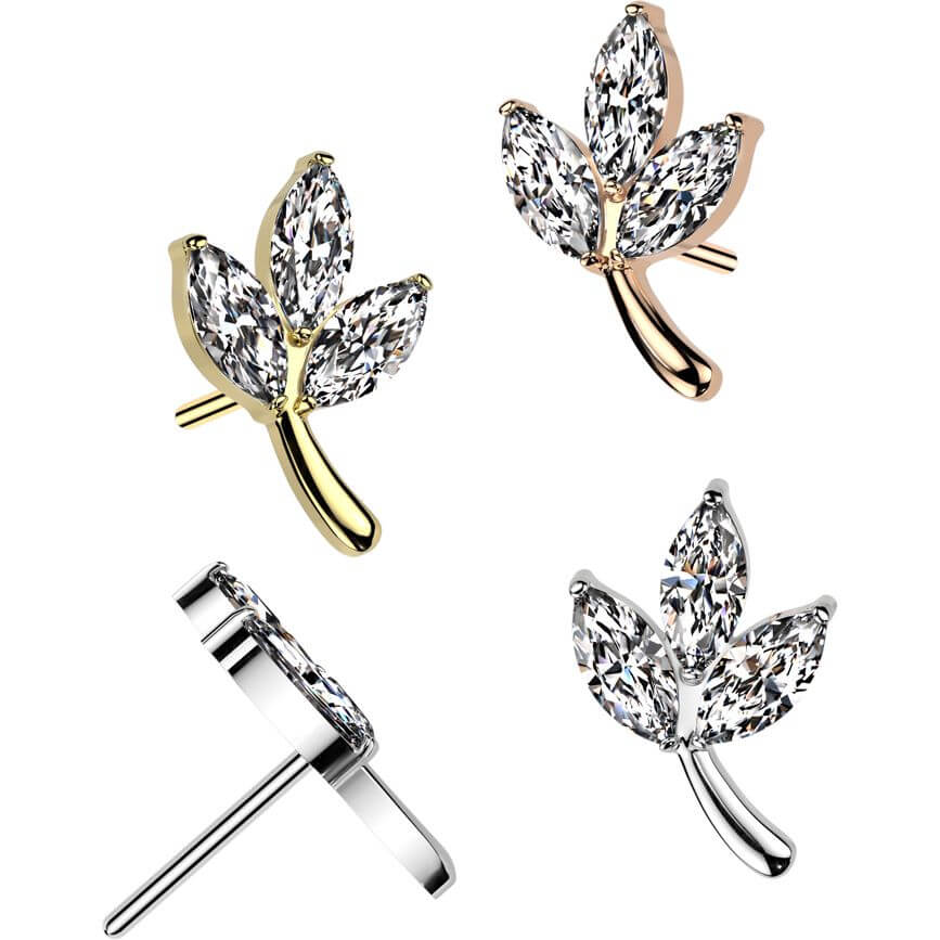 Titanium top leaf marquise cut zirconia Push-In - Image 3