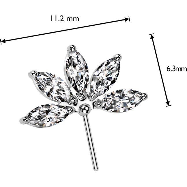 Titanium flower marquise cut zirconia Push-In - Image 2
