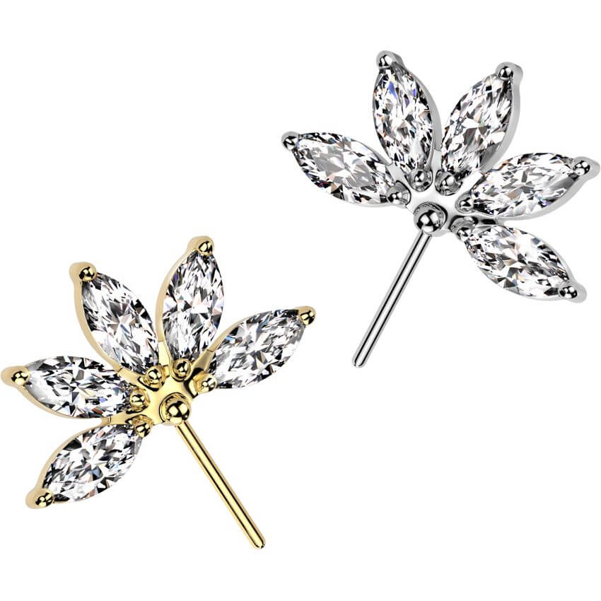 Titanium flower marquise cut zirconia Push-In - Image 3