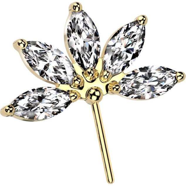 Titanium flower marquise cut zirconia Push-In - Image 4