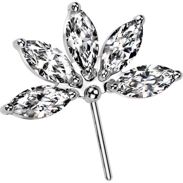 Titanium flower marquise cut zirconia Push-In - Image 5