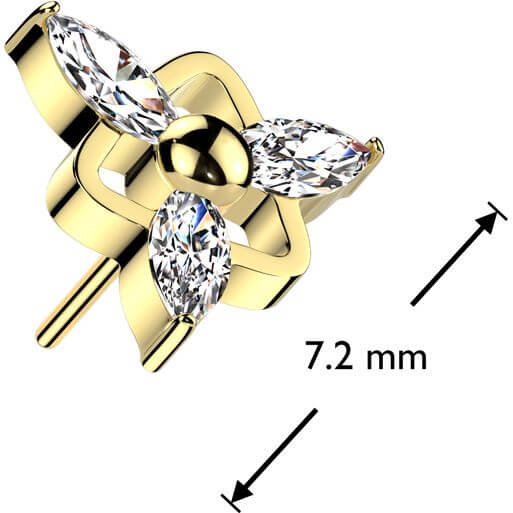 Titanium triangle ball 3 marquise cut zirconia Push-In - Image 2