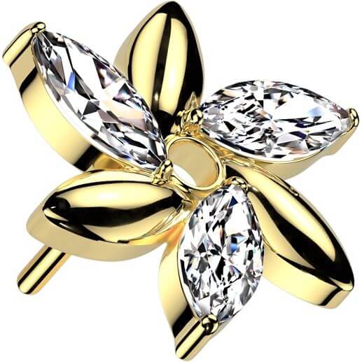 Titanium top flower marquise cut zirconia Push-In - Image 4