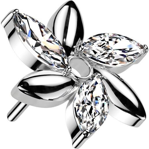 Titanium top flower marquise cut zirconia Push-In - Image 5