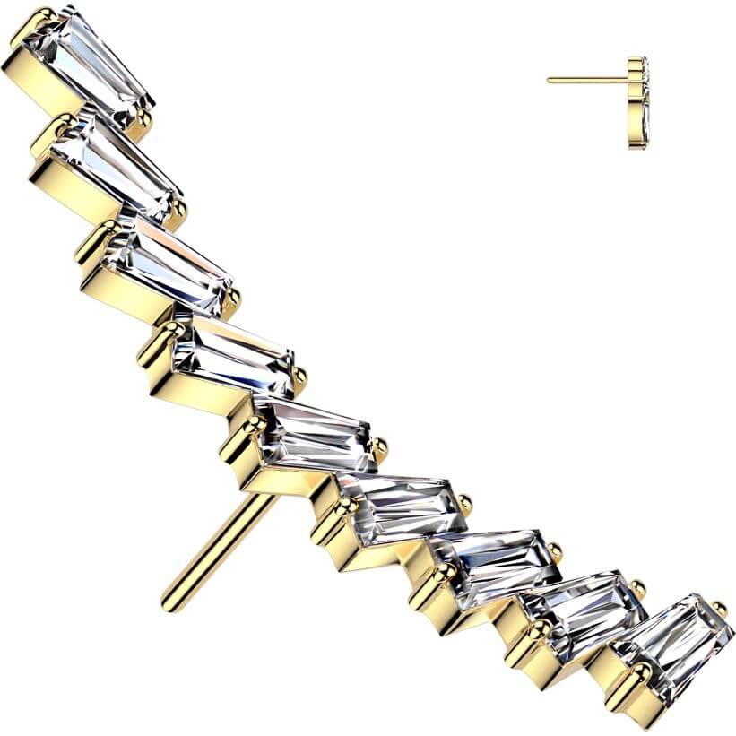 Titanium top baguette cut zirconia Push-In - Image 4