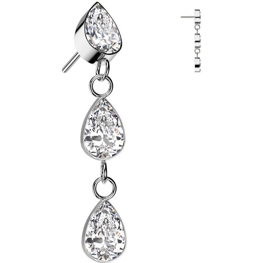 Titanium top teardrop dangle zirconia Push-In - Image 3