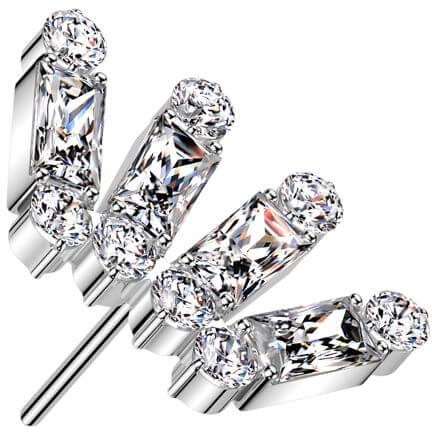 Titanium top crown baguette cut zirconia Push-In