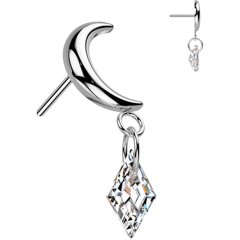 Titanium top moon dangle zirconia Push-In