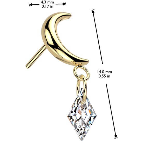 Titanium top moon dangle zirconia Push-In - Image 2