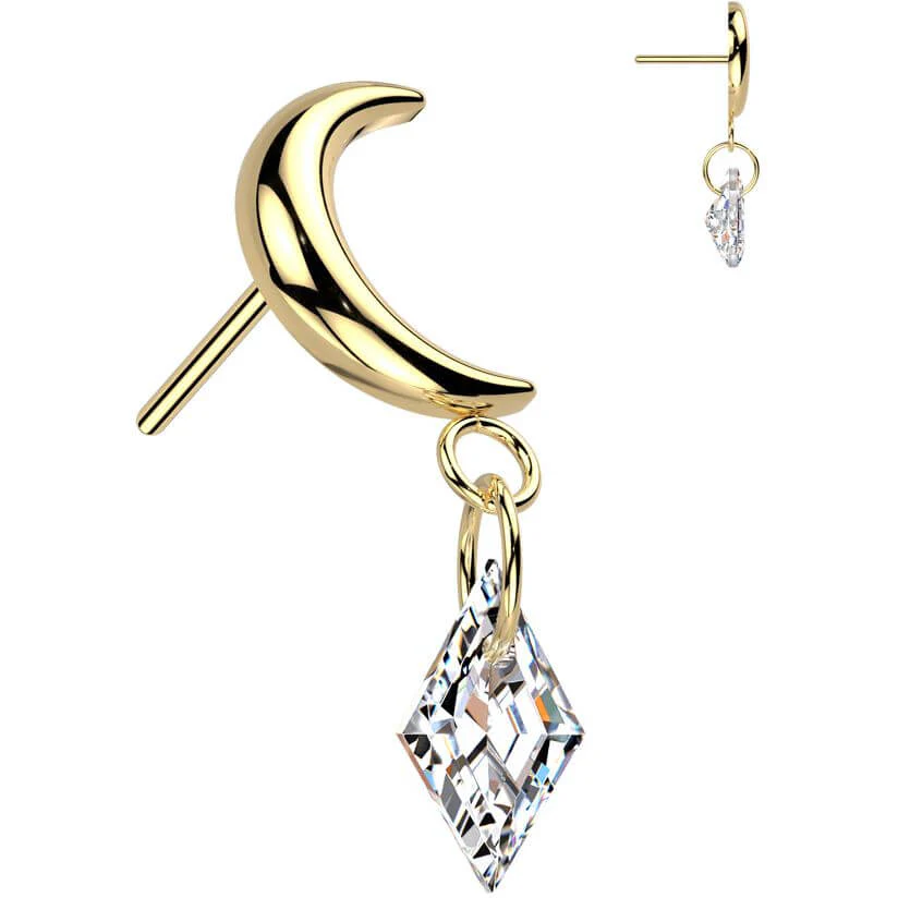 Titanium top moon dangle zirconia Push-In - Image 3