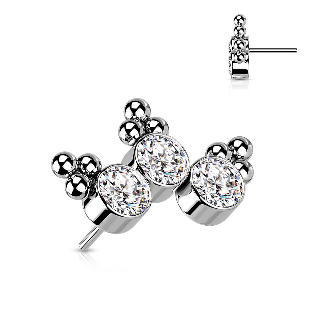 Titanium top 3 zirconias beaded balls Push-In - Image 4