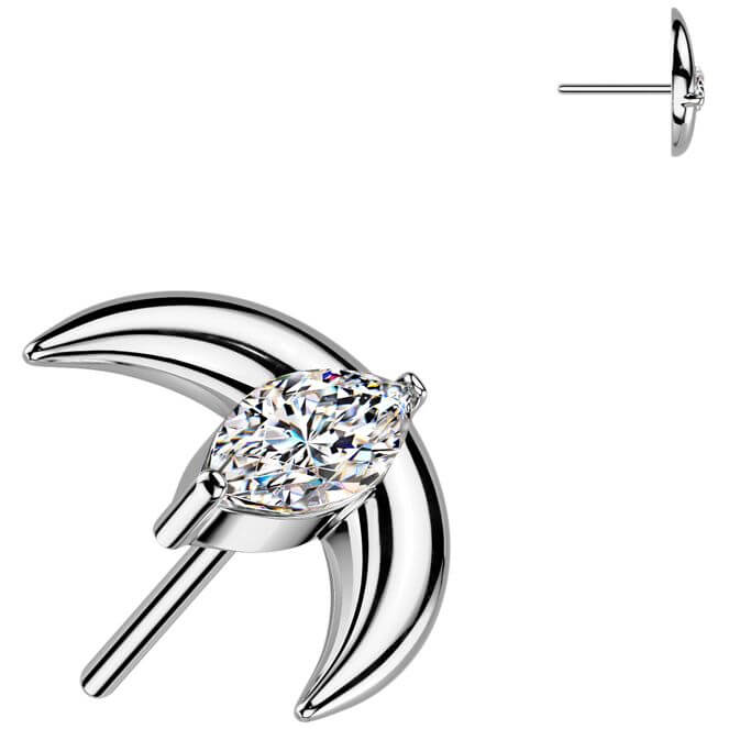 Titanium top crescent moon zirconia Push-In
