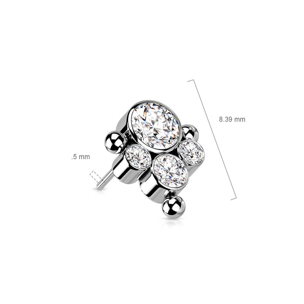 Titanium top 4 zirconias beaded balls Push-In - Image 3