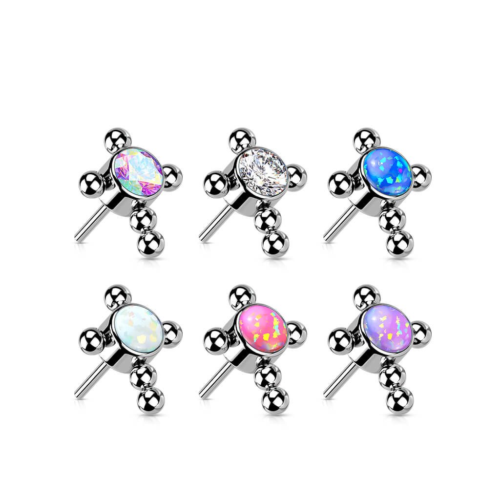 Titanium top cross zirconia or opal beaded balls Push-In - Image 5