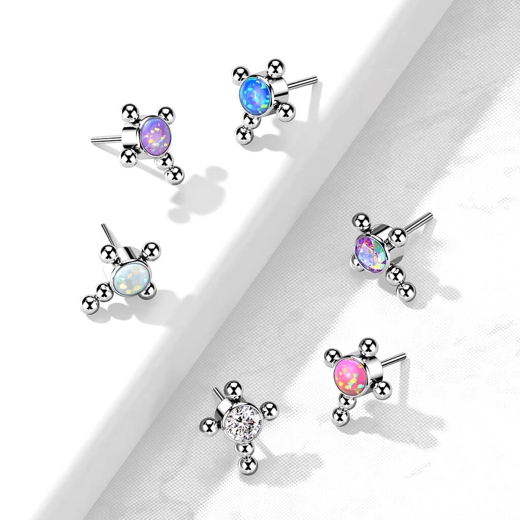 Titanium top cross zirconia or opal beaded balls Push-In - Image 7