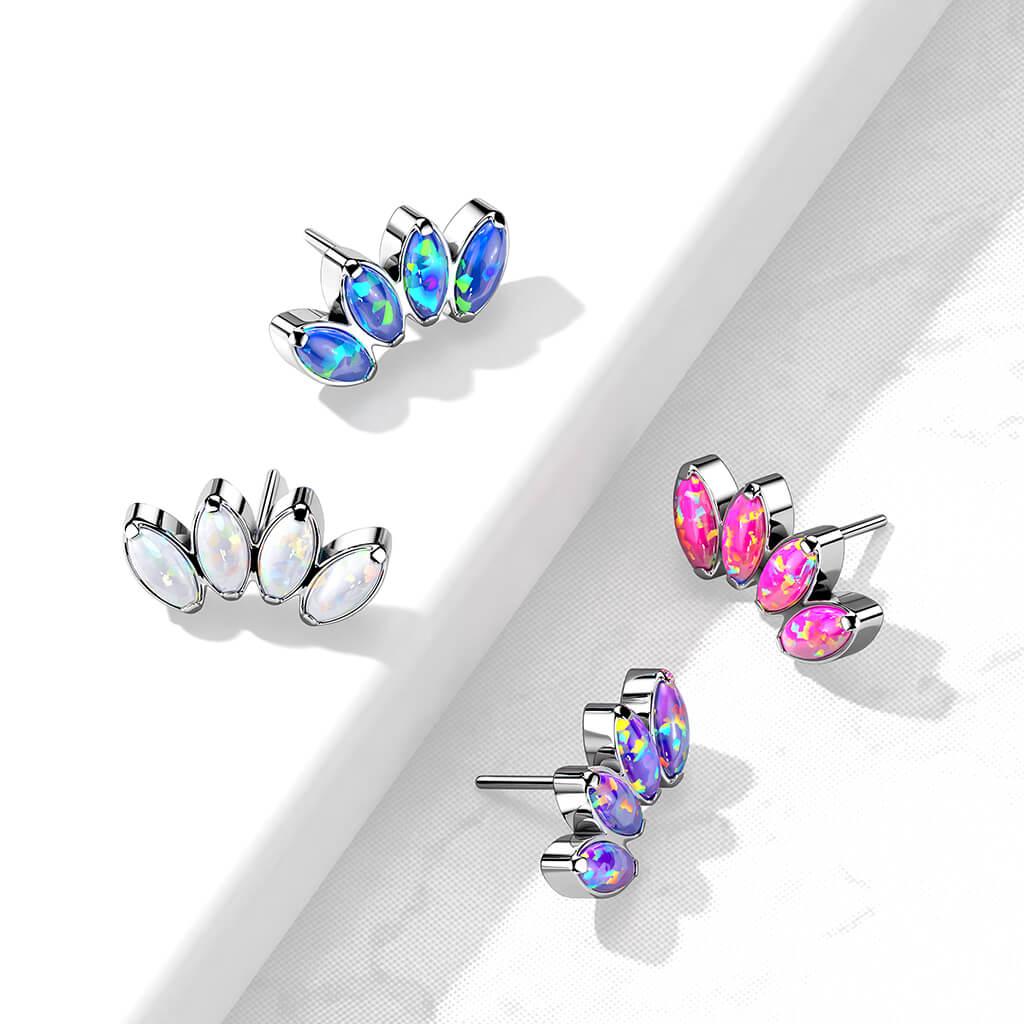 Titanium Top Marquise Cut 4 Opals Push-In - Image 7