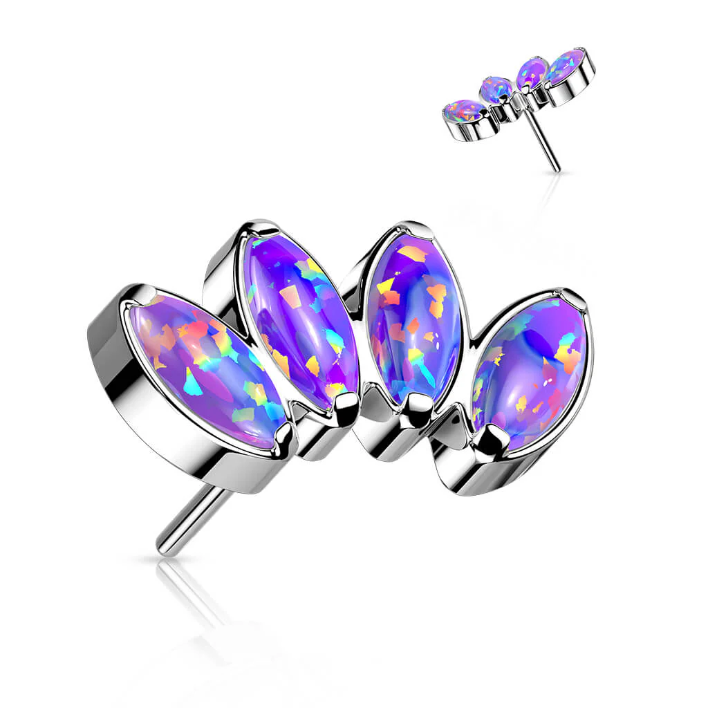 Titanium Top Marquise Cut 4 Opals Push-In - Image 8