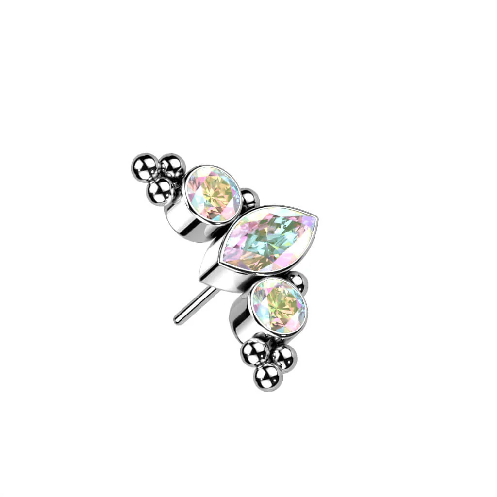 Titanium top 3 zirconias or opals beaded balls Push-In - Image 4