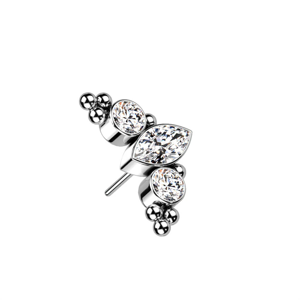 Titanium top 3 zirconias or opals beaded balls Push-In - Image 5