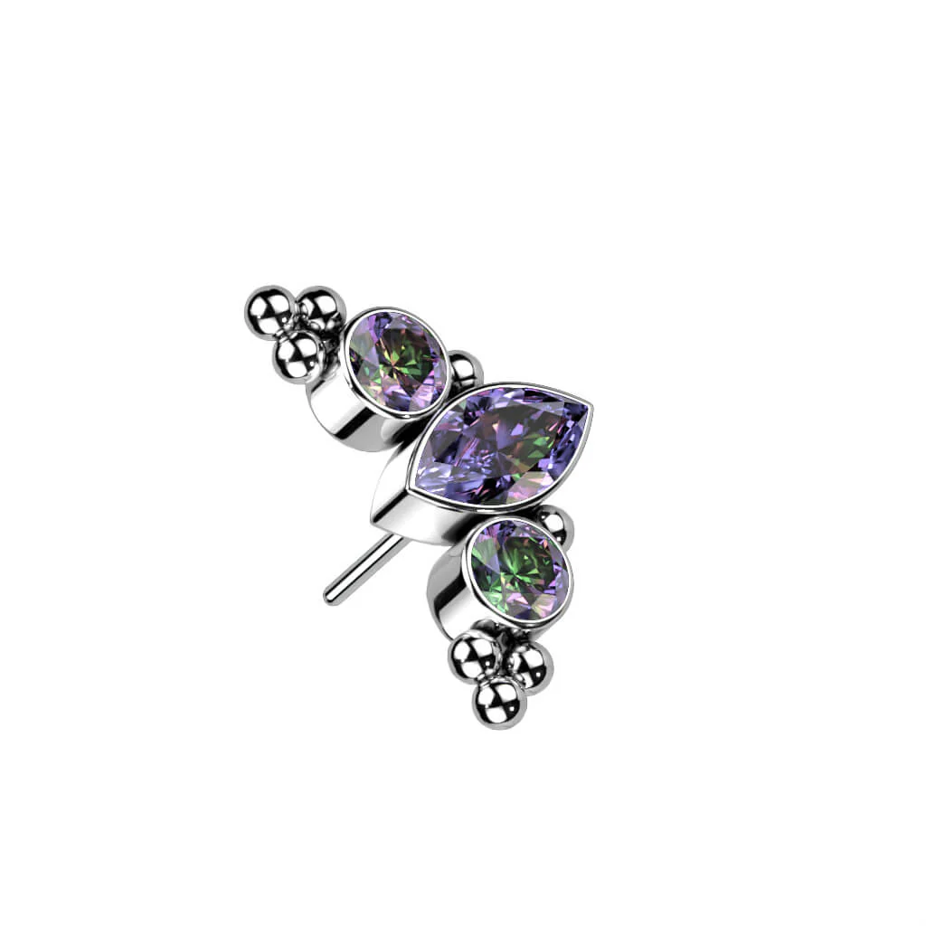 Titanium top 3 zirconias or opals beaded balls Push-In - Image 6