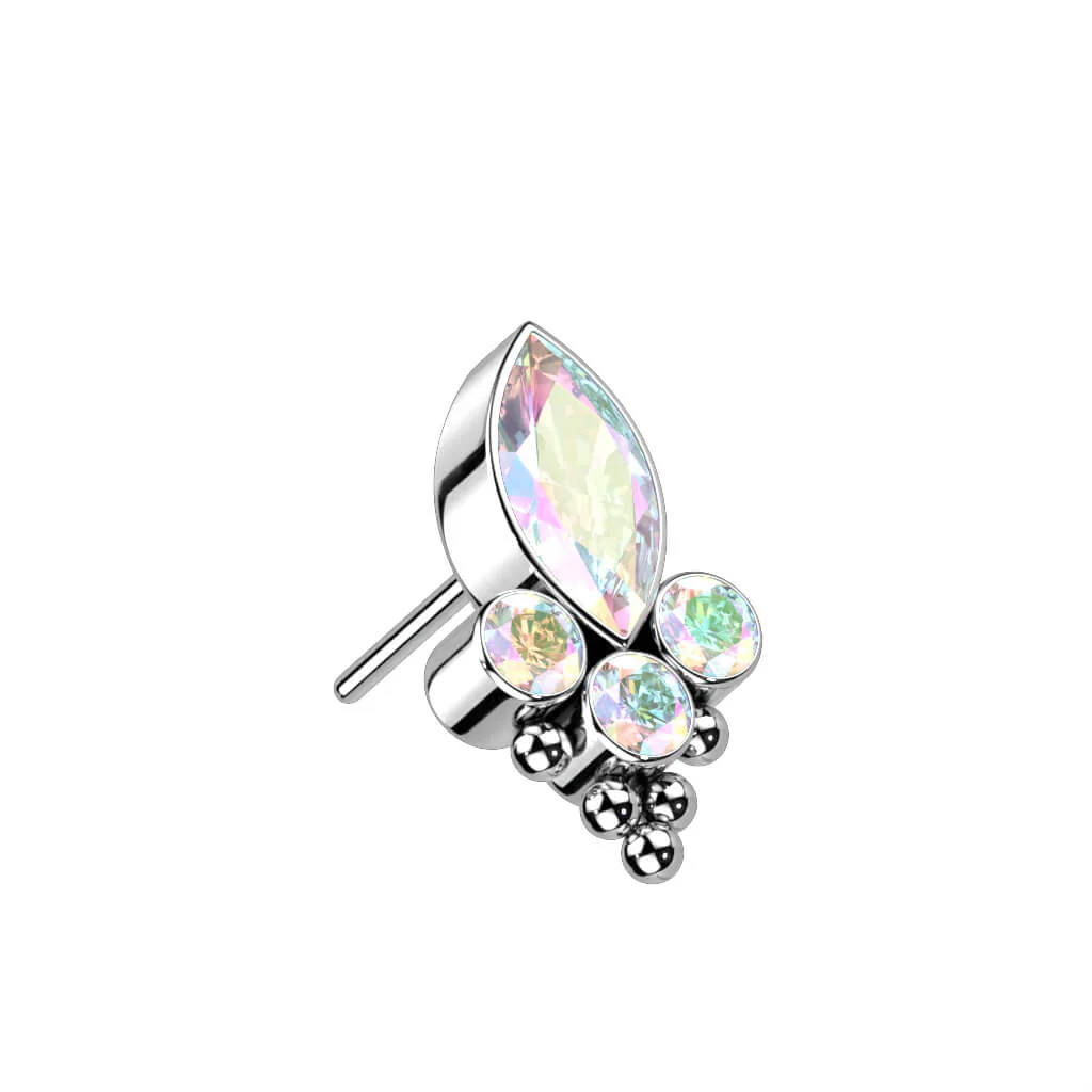 Titanium top 4 zirconias or opals beaded balls Push-In - Image 4