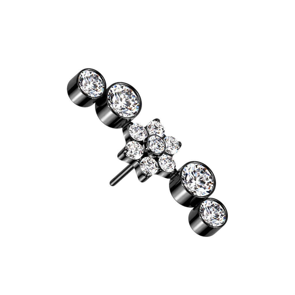 Titanium Top Flower Zirconia Opal Push-In - Image 5