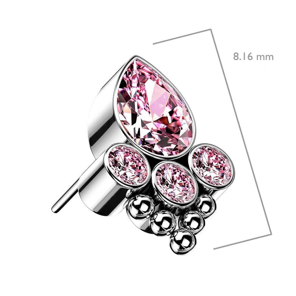 Titanium top drop 4 zirconias beaded balls Push-In - Image 3