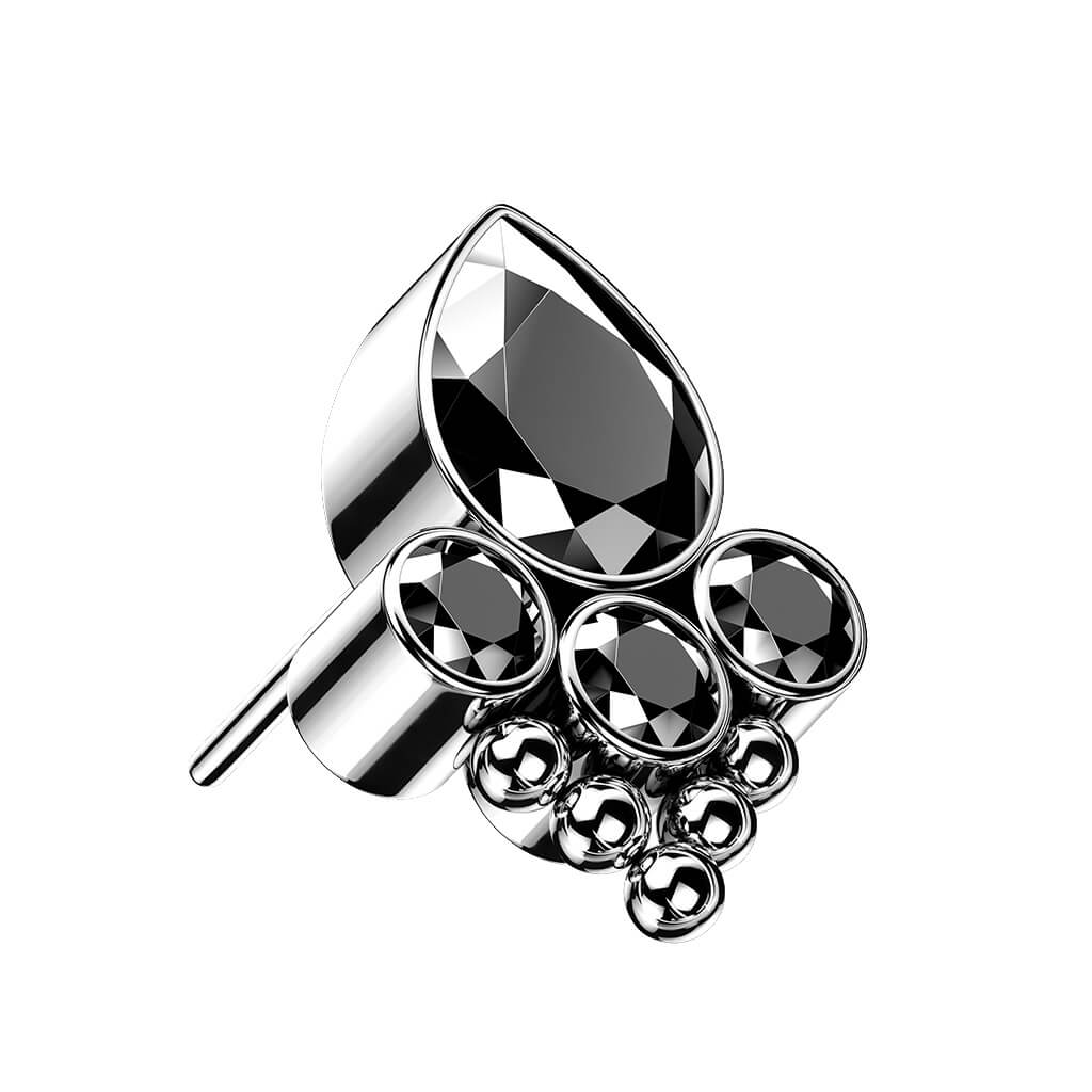 Titanium top drop 4 zirconias beaded balls Push-In - Image 4