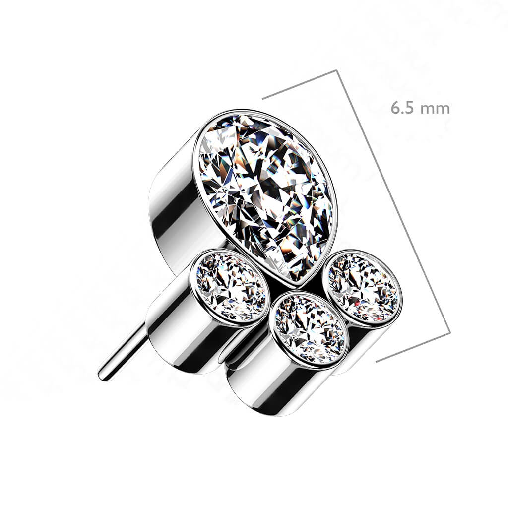 Titanium Top Drop 4 Zirconia Silver Push-In - Image 3