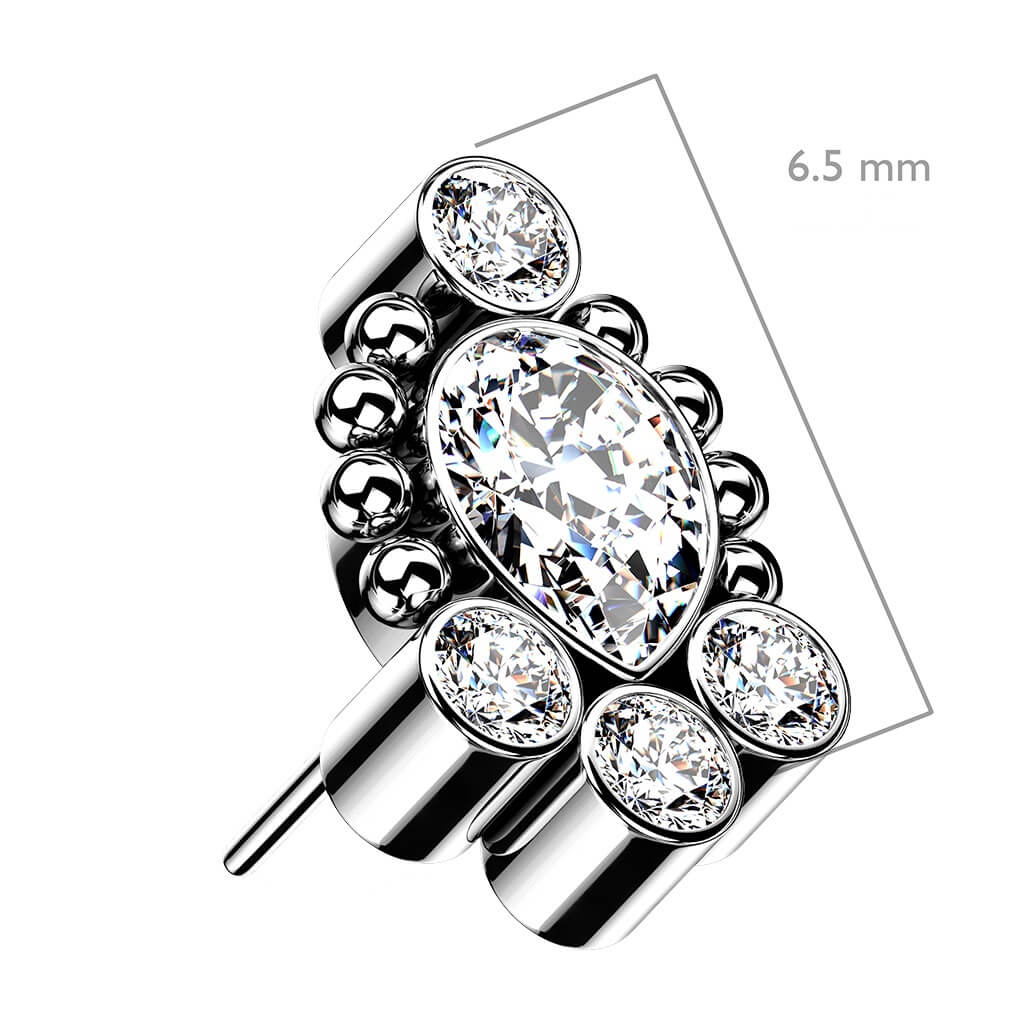 Titanium top drop 5 zirconias beaded balls Push-In - Image 3