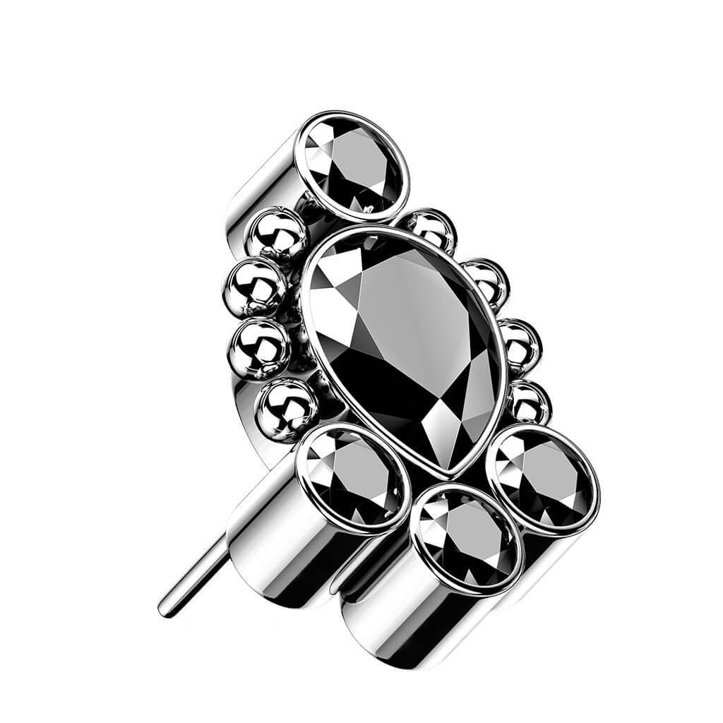 Titanium top drop 5 zirconias beaded balls Push-In - Image 4