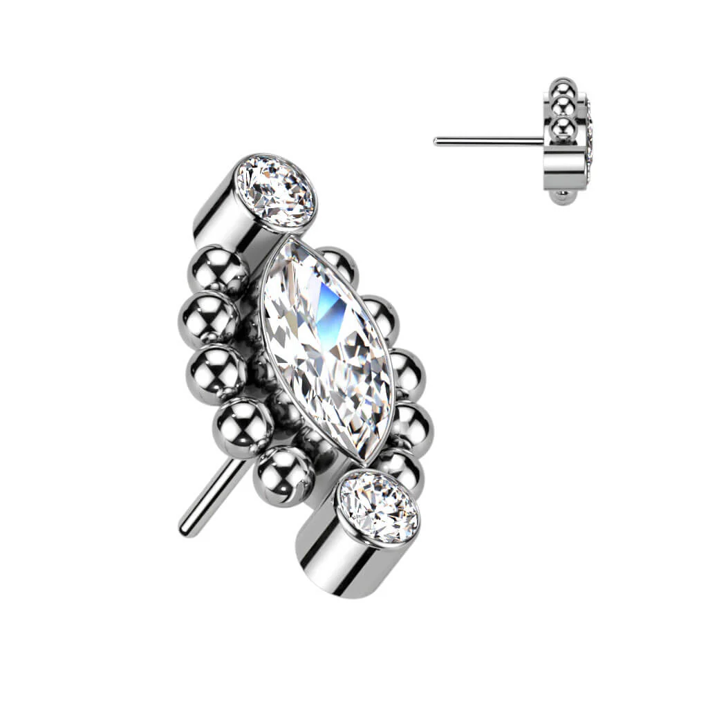 Titanium Top Marquise Cut Zirconia Push-In - Image 3