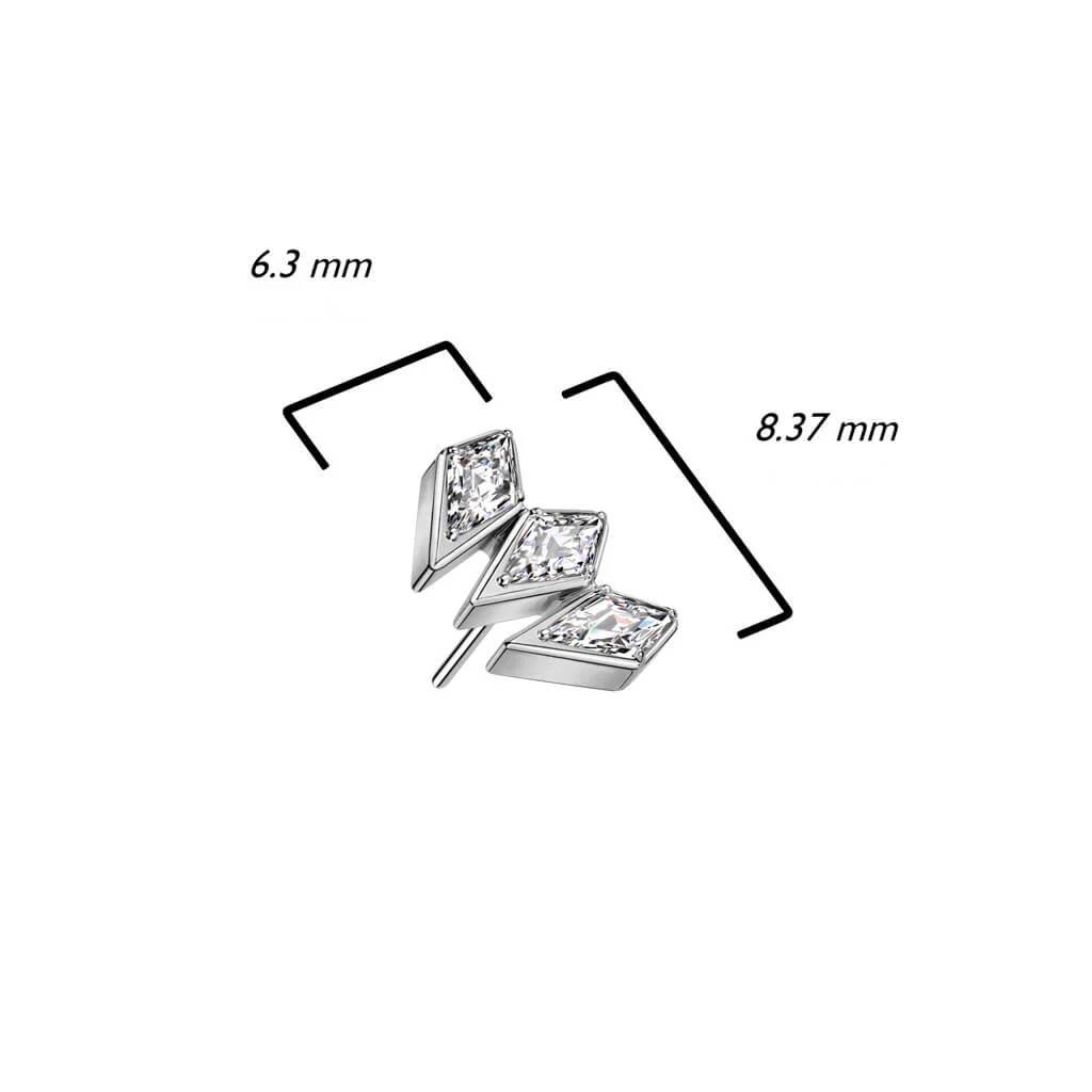 Titanium Top Marquise Cut 3 Zirconia Push-In - Image 3