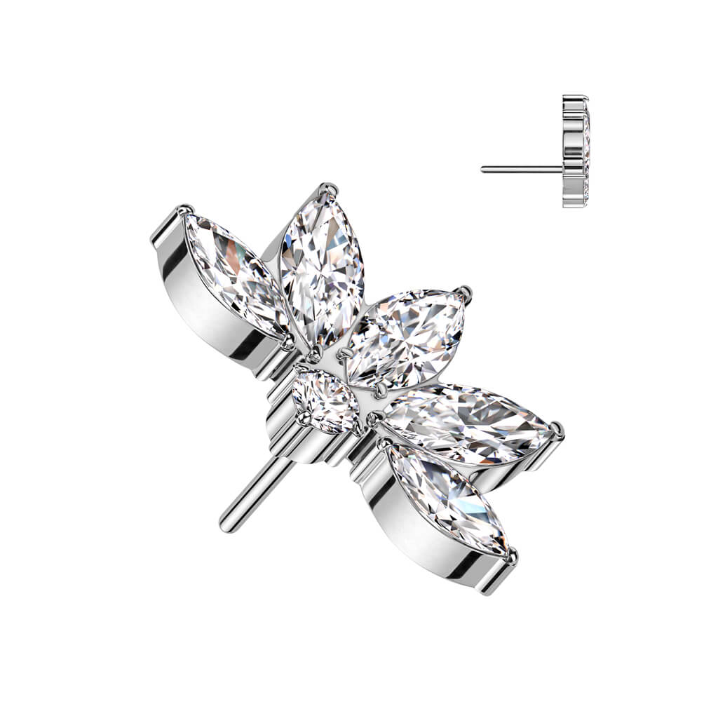 Titanium Top Lotus Flower Zirconia Push-In - Image 3