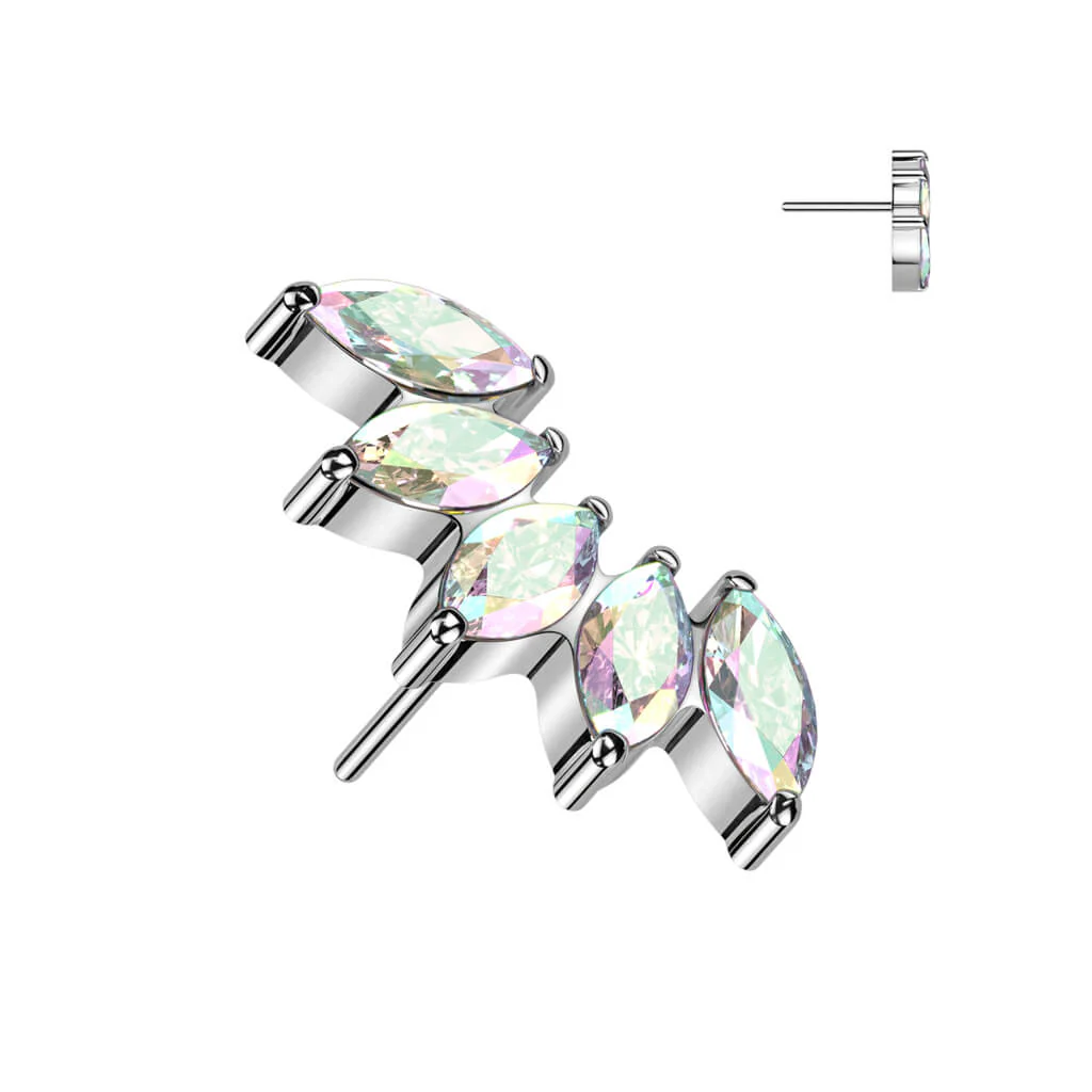 Titanium Top Marquise Cut 5 Zirconias Push-In - Image 2
