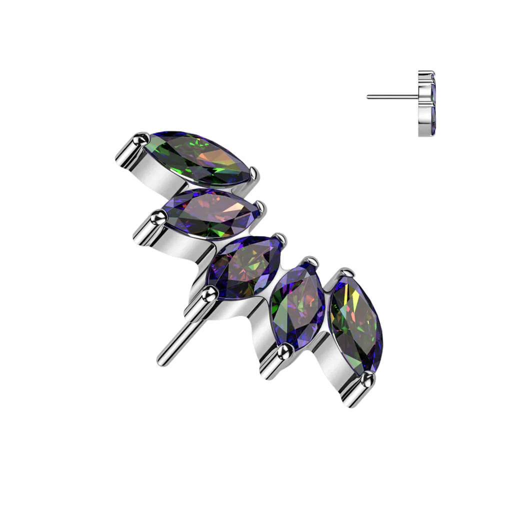 Titanium Top Marquise Cut 5 Zirconias Push-In - Image 7