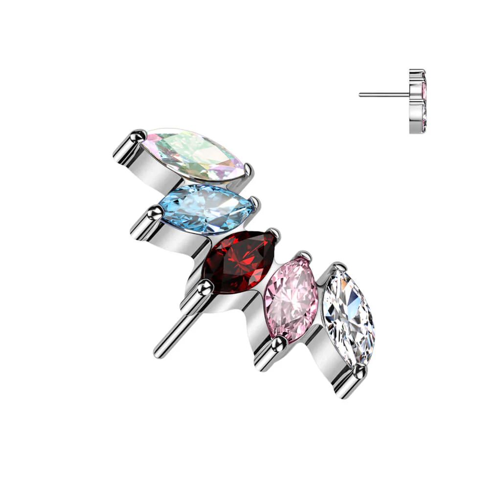 Titanium Top Marquise Cut 5 Zirconias Push-In - Image 8