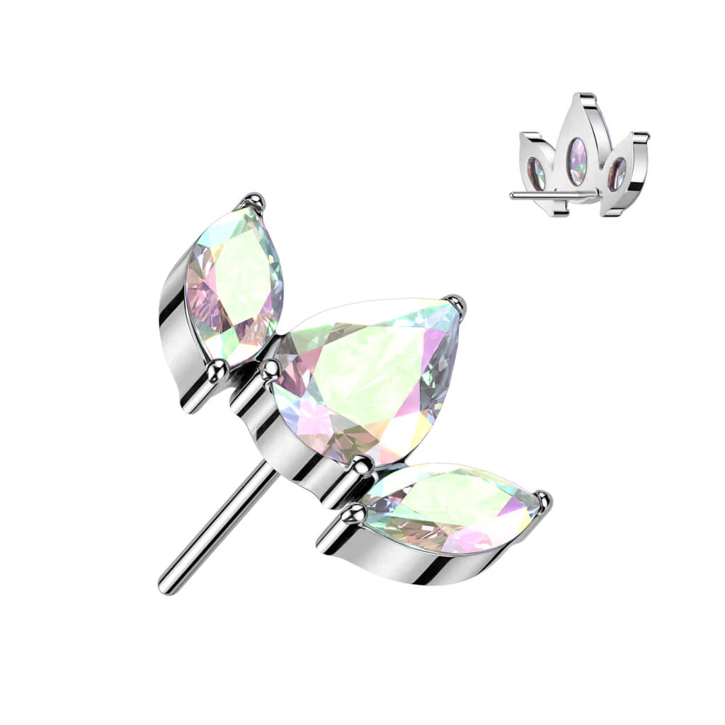 Titanium Top Marquise Cut 3 Zirconia Push-In - Image 2