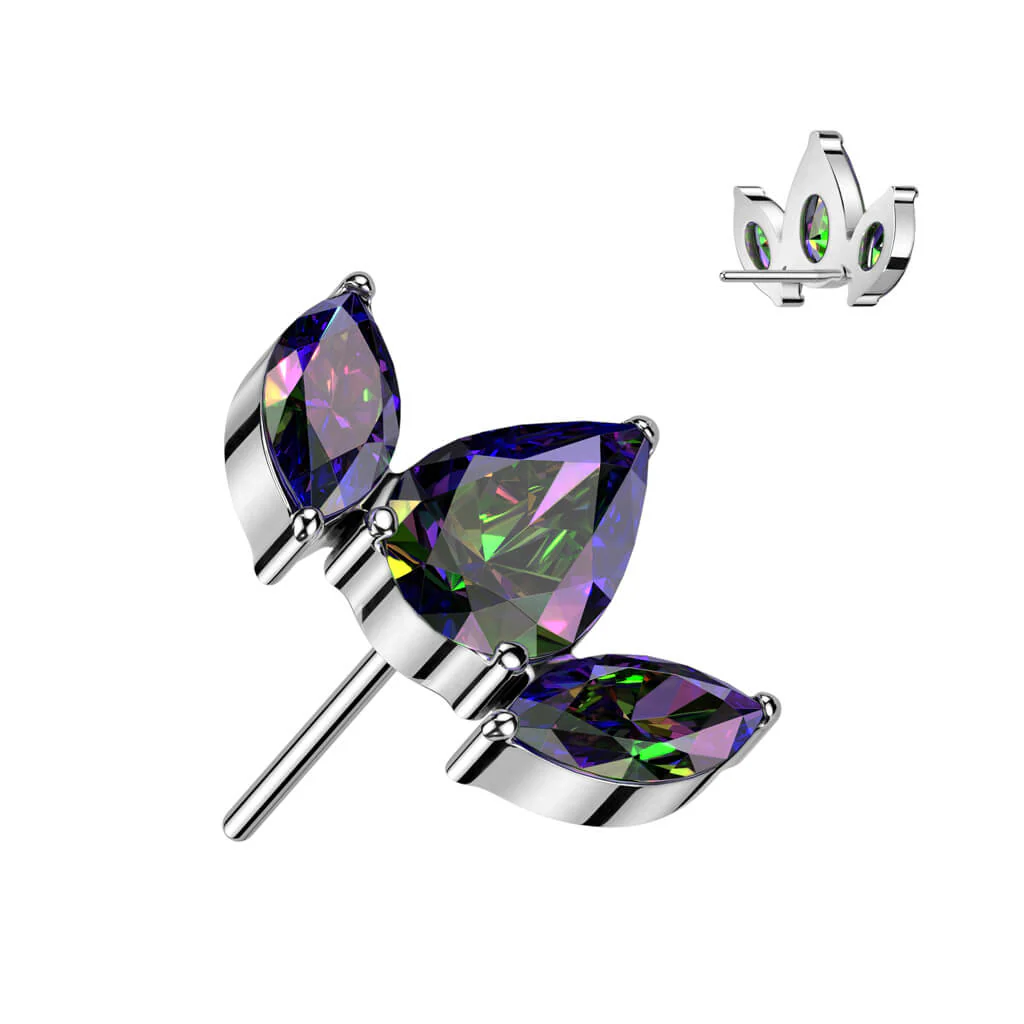Titanium Top Marquise Cut 3 Zirconia Push-In - Image 4