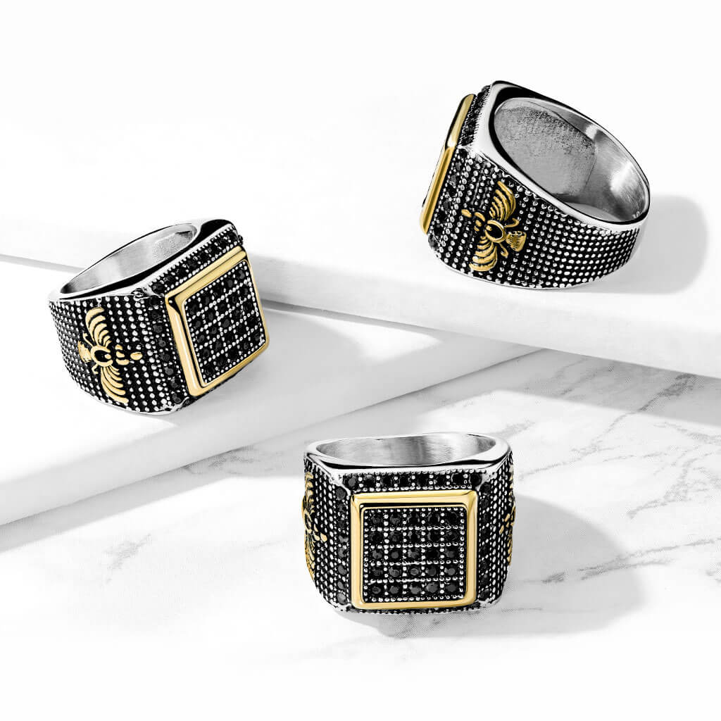 Square Zirconia Silver Gold - Image 2