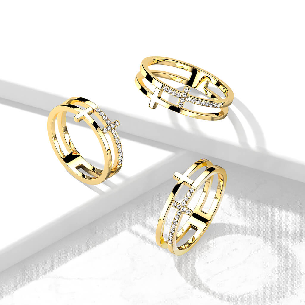 Double Cross Zirconia Gold - Image 2