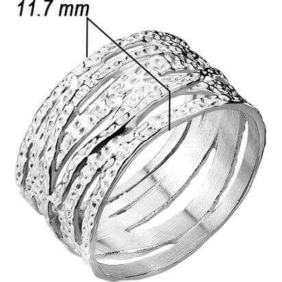 wide criss cross hammered ring - Image 2