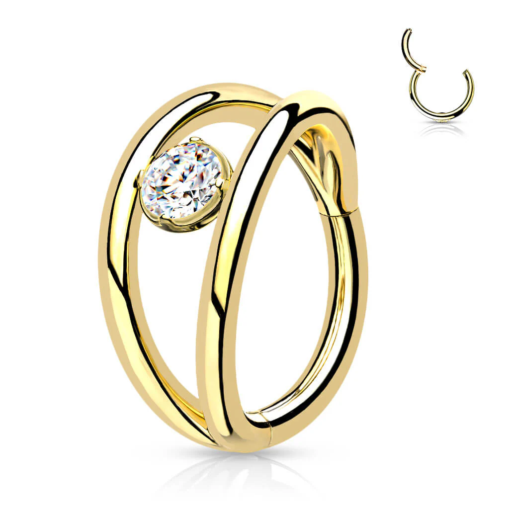 Ring Ball Zirconia Silver Clicker - Image 2