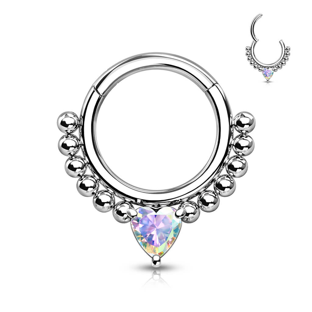 Ring Heart Zirconia Silver Clicker - Image 2