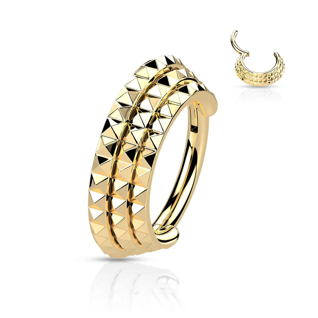 Ring Triple row pyramid Cut Clicker - Image 2