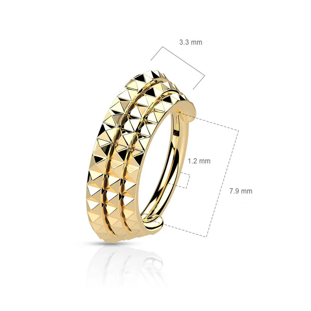 Ring Triple row pyramid Cut Clicker - Image 3