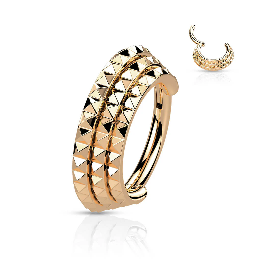Ring Triple row pyramid Cut Clicker - Image 4