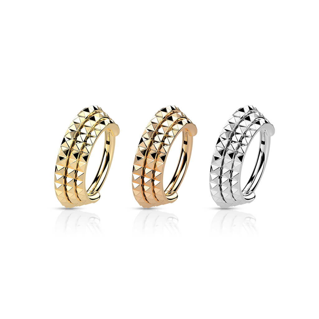 Ring Triple row pyramid Cut Clicker - Image 5