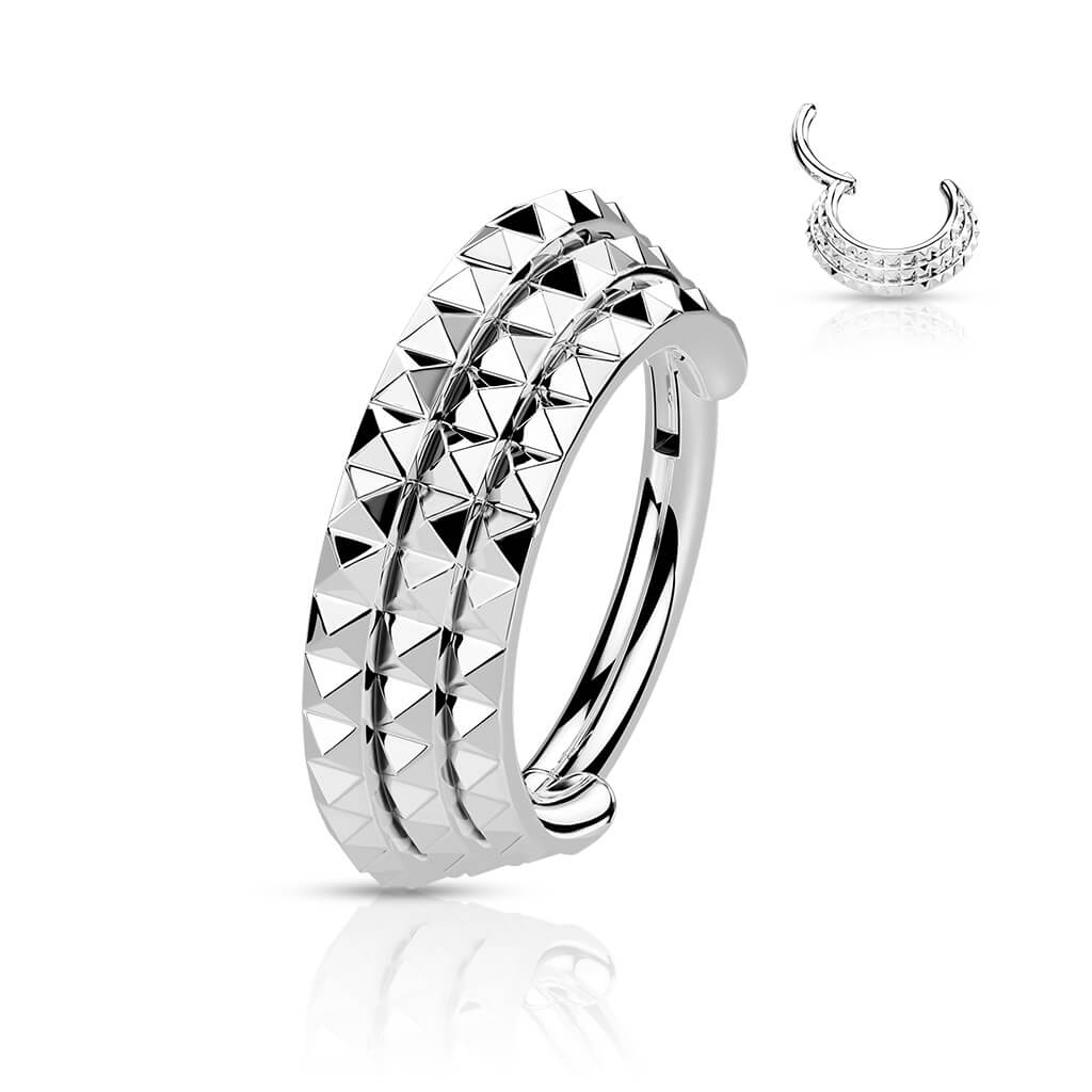 Ring Triple row pyramid Cut Clicker - Image 7
