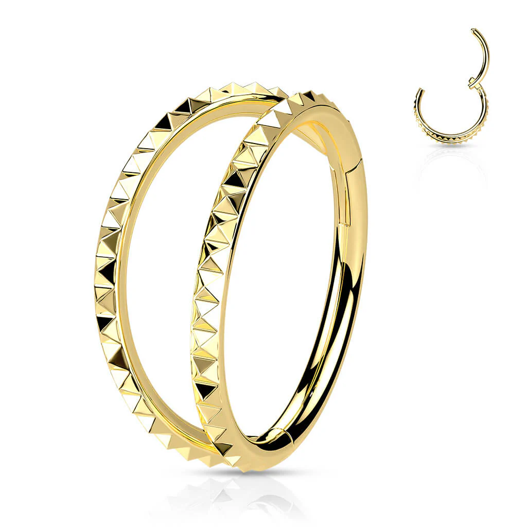 Ring Double Line Pyramid Cut Clicker - Image 2